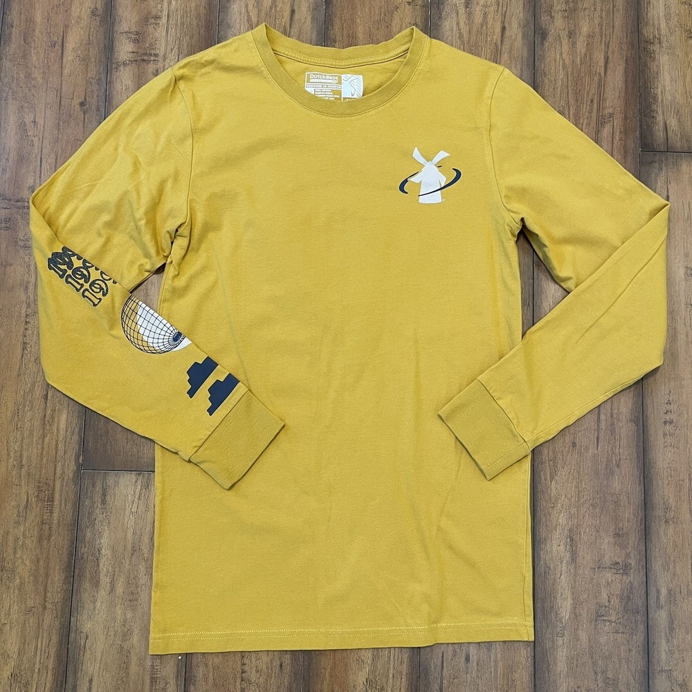 Dutch Bros Coffee Shirt Unisex Yellow A Better World Graphic Long Sleeve Tee S